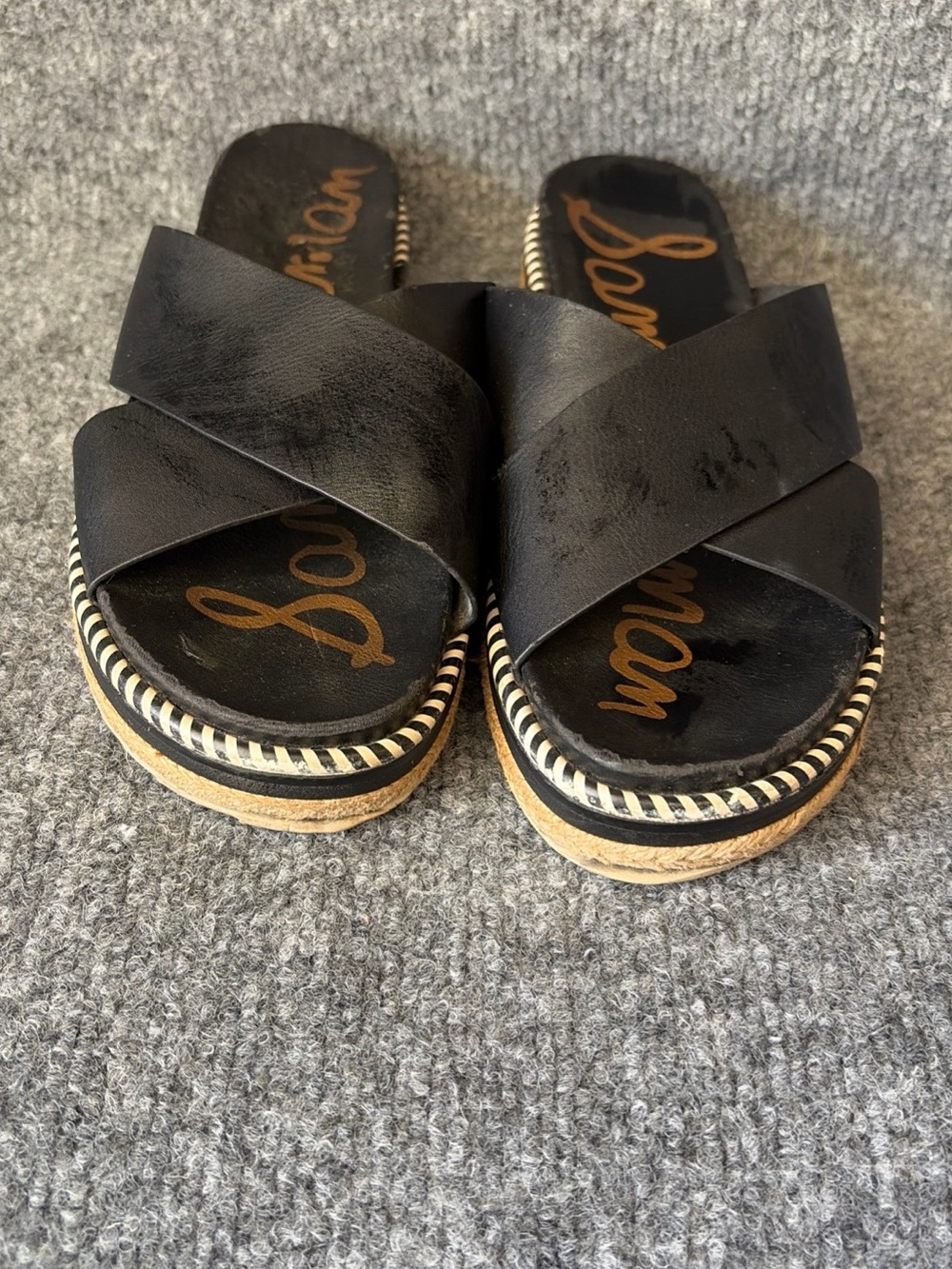 Sam Edelman Black Crossband Espadrille Slide Sandals - Picture 2 of 8